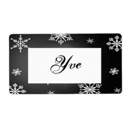 Kerst Sneeuwvlokken Zwart en Grijs Sjabloon I Etiket
