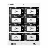 Kerst Sneeuwvlokken Zwart en Grijs Sjabloon I Etiket (Full Sheet)