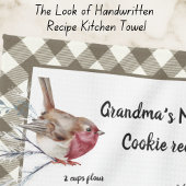 Kerst Sneeuwvogel Recept Keepsake Beige Plaid Theedoek