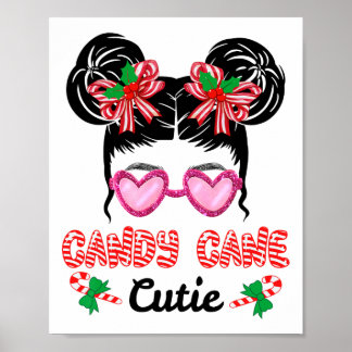 Kerst snoep Cane Cutie Messy Bun Meisjes Kinder Xm Poster