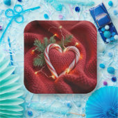 Kerst snoep Cane Hart met Lichten Papieren Bordje (Feest)