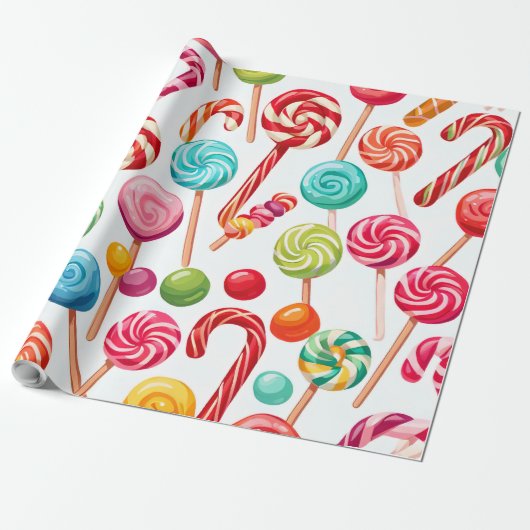 kerst snoep delight wrapping paper cadeaupapier (Uitgerold)