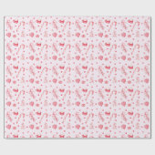 Kerst Snoep en Hot Chocolate Roze Cadeaupapier (Vlak)