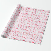 Kerst Snoep en Hot Chocolate Roze Cadeaupapier (Uitgerold)