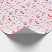 Kerst Snoep en Hot Chocolate Roze Cadeaupapier (Hoek)