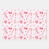 Kerst Snoep en Hot Chocolate Roze Inpakpapier Vel (Voorkant 2)