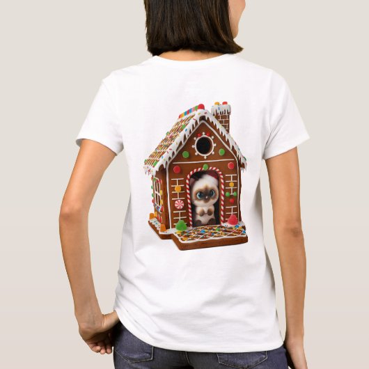 Kerst snoep huis t-shirt (Achterkant)