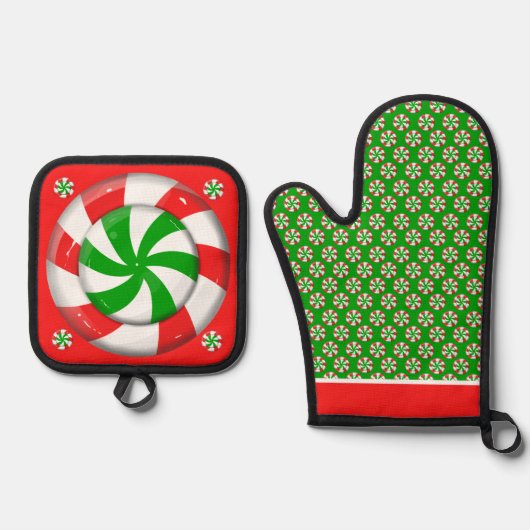 kerst-Snoep Ovenwant & Pannenlap Set (Voorkant)