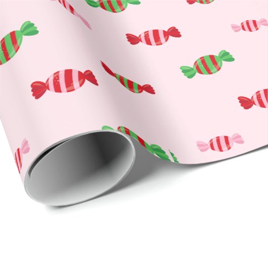 Kerst Snoep Pattern Cadeaupapier (Rol Hoek)