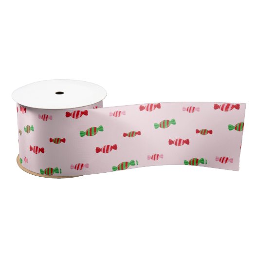 Kerst Snoep Pattern Satijnen Lint (Spoel)