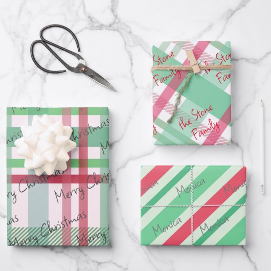 Kerst snoep plaid raster inpakpapier vel (Voorkant)