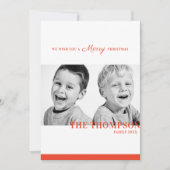 Kerst snoep rode streep twee foto feestdagenkaart (Voorkant)