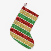 Kerst Snoep Strepen Rood Groen Goudgeel Kleine Kerstsok (Voorkant (Hangend))