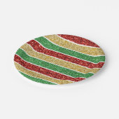 Kerst Snoep Strepen Rood Groen Goudgeel Papieren Bordje (Gekanteld)