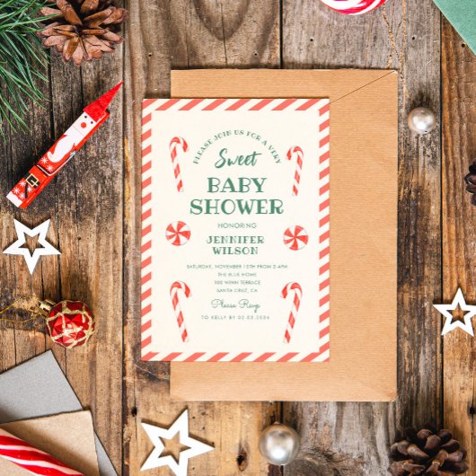 Kerst Snoep Sweet Baby Baby shower Kaart