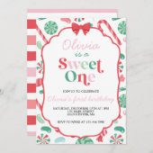 Kerst Snoep Sweet One Eerste Verjaardag Kaart (Voorkant / Achterkant)