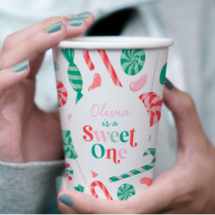 Kerst Snoep Sweet One Eerste Verjaardag Papieren Bekers
