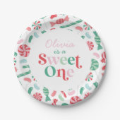 Kerst Snoep Sweet One Eerste Verjaardag Papieren Bordje (Voorkant)
