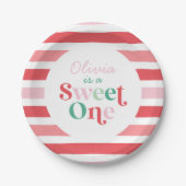 Kerst Snoep Sweet One Eerste Verjaardag Papieren Bordje (Voorkant)