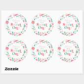 Kerst Snoep Sweet One Eerste Verjaardag Ronde Sticker (Vel)