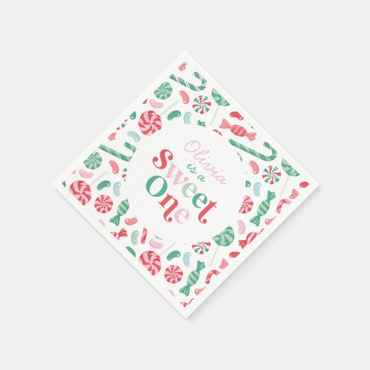 Kerst Snoep Sweet One Eerste Verjaardag Servet (Hoek)