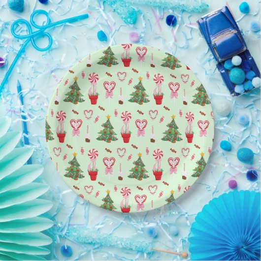 Kerst Snoep Trees Pattern Papieren Bordje (Feest)