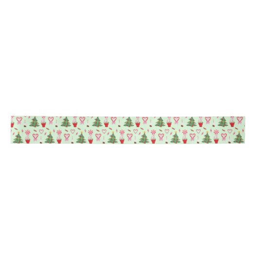 Kerst Snoep Trees Pattern Satijnen Lint (Voorkant)
