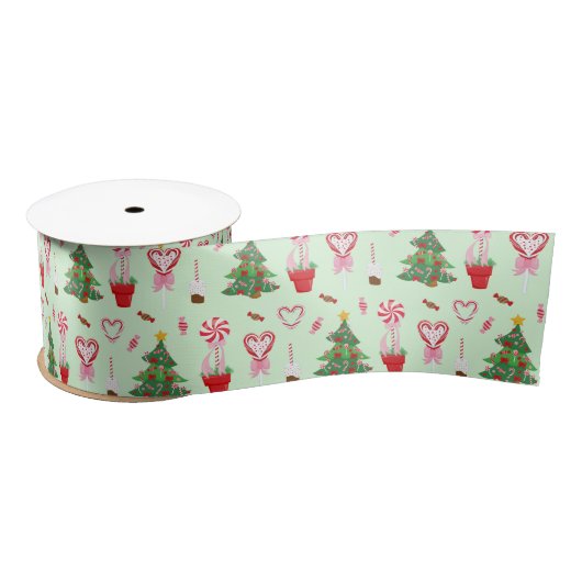 Kerst Snoep Trees Pattern Satijnen Lint (Spoel)