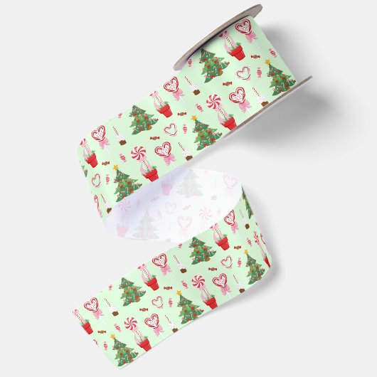 Kerst Snoep Trees Pattern Satijnen Lint (Achterkant)