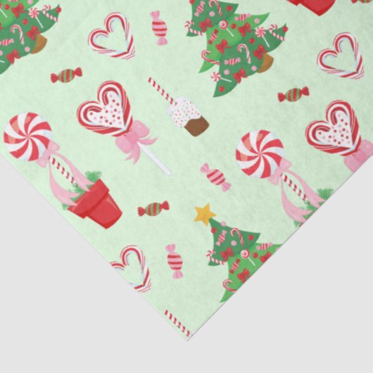 Kerst Snoep Trees Pattern Tissuepapier (Detail)