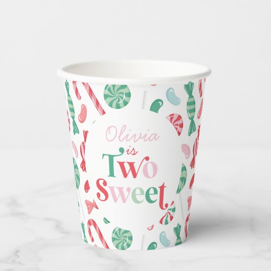 Kerst Snoep Twee lieve 2e Verjaardag Papieren Bekers (Voorkant)
