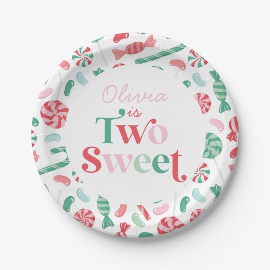 Kerst Snoep Twee lieve 2e Verjaardag Papieren Bordje (Voorkant)