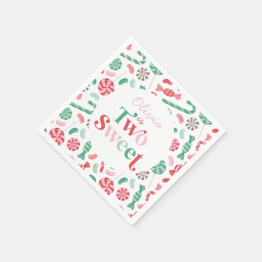 Kerst Snoep Twee lieve 2e Verjaardag Servet (Hoek)