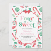 Kerst Snoep vier is lief 4e verjaardag Kaart (Voorkant)