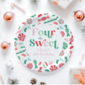 Kerst Snoep vier is lief 4e verjaardag Papieren Bordje