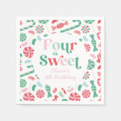 Kerst Snoep vier is lief 4e verjaardag Servet (Voorkant)