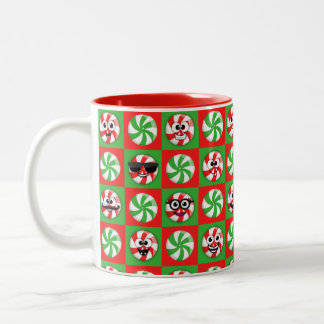 Kerst Snoepjes Gezichten Tweekleurige Koffiemok