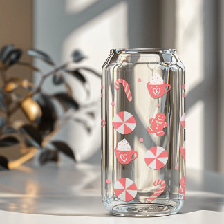 Kerst Snoepjes, koffiekopjes en peperkoek Blikvorm Glas