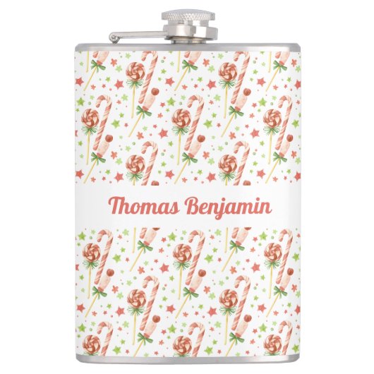 Kerst Snoepjes Patroon Gepersonaliseerde Fles Heupfles (Voorkant)