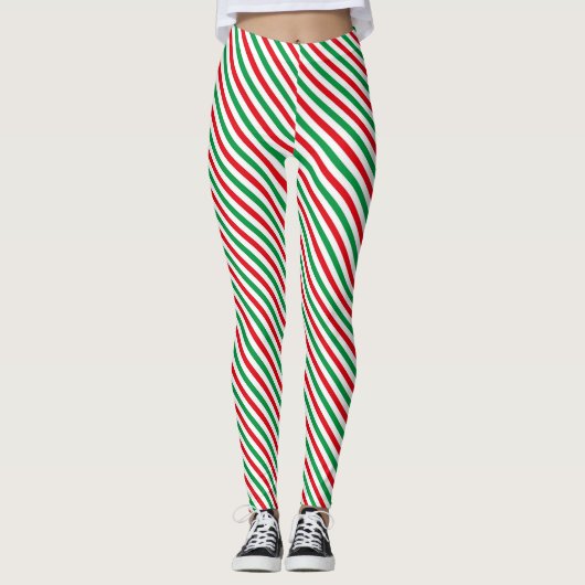 Kerst snoepriet gestreept leggings (Voorkant)