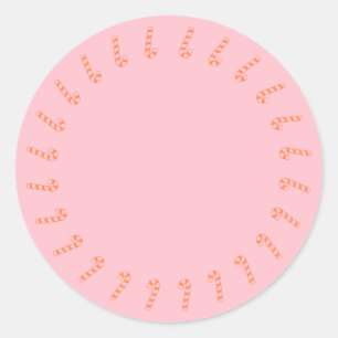 Kerst snoepriet rand oranje roze leeg leuk ronde sticker