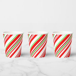 Kerst snoepstripes Rode Witte Groene kerstslingers Papieren Bekers
