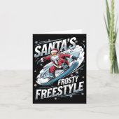 Kerst Snowboarden Kerstman Snowboarder Kerstmannen Kaart (Voorkant)