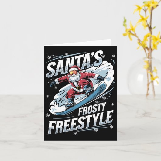 Kerst Snowboarden Kerstman Snowboarder Kerstmannen Kaart (Gele Bloem)