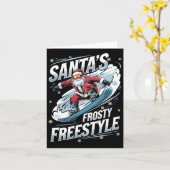 Kerst Snowboarden Kerstman Snowboarders Kerstmanne Kaart (Gele Bloem)