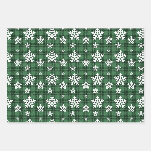 Kerst Snowflake Tartan Wrapping Paper (Voorkant 2)