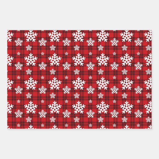 Kerst Snowflake Tartan Wrapping Paper (Voorkant)
