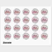 Kerst Snowflakes Grauwe maroon Ronde Sticker (Vel)
