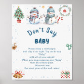 Kerst Snowma "Don't Say Baby" Baby shower spel Poster (Voorkant)