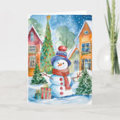 Kerst Snowman Nieuwsbrief Foto Wenskaart Kaart (Voorkant)